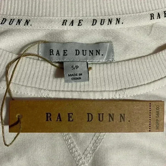 Rae Dunn Women’s Small Sea Salt Drop Shoulder “BLESSED” Graphic Sweatshirt NWT - Picture 4 of 6